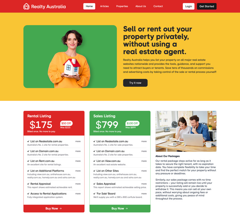 Realty Australia Landing Page