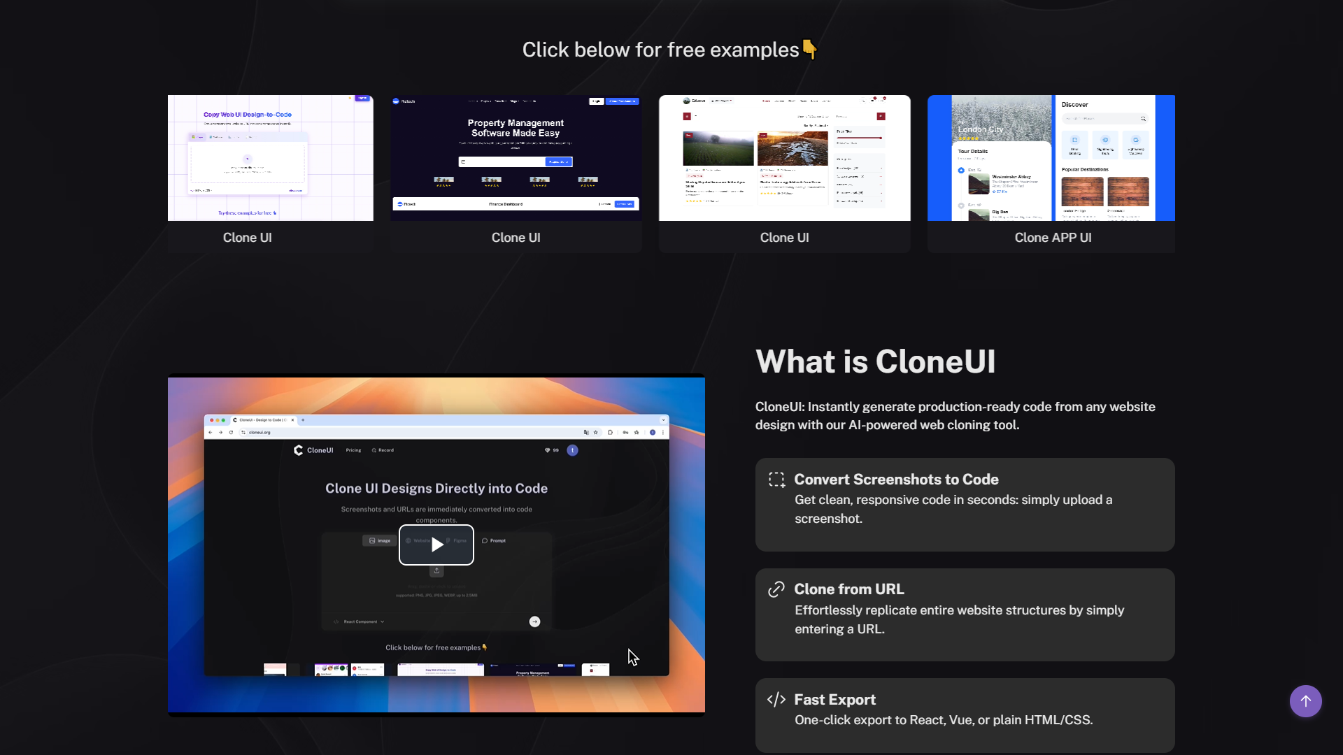CloneUI Easily convert screenshots and website urls into code components