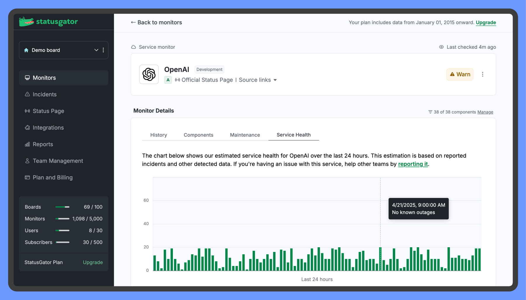 StatusGator Service health