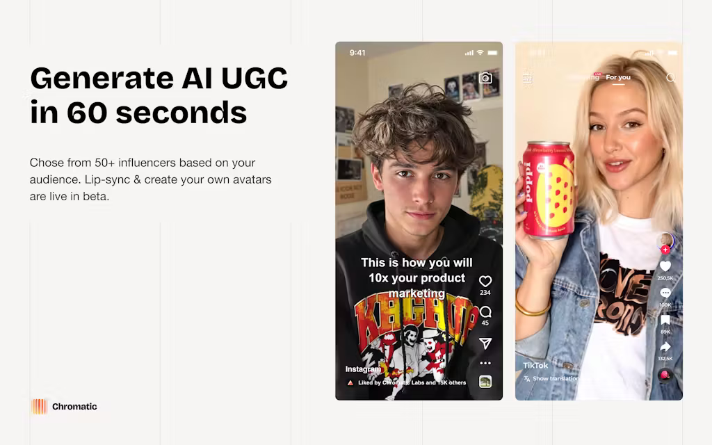 ChromaticLabs.co Generate AI UGC in 60 Seconds