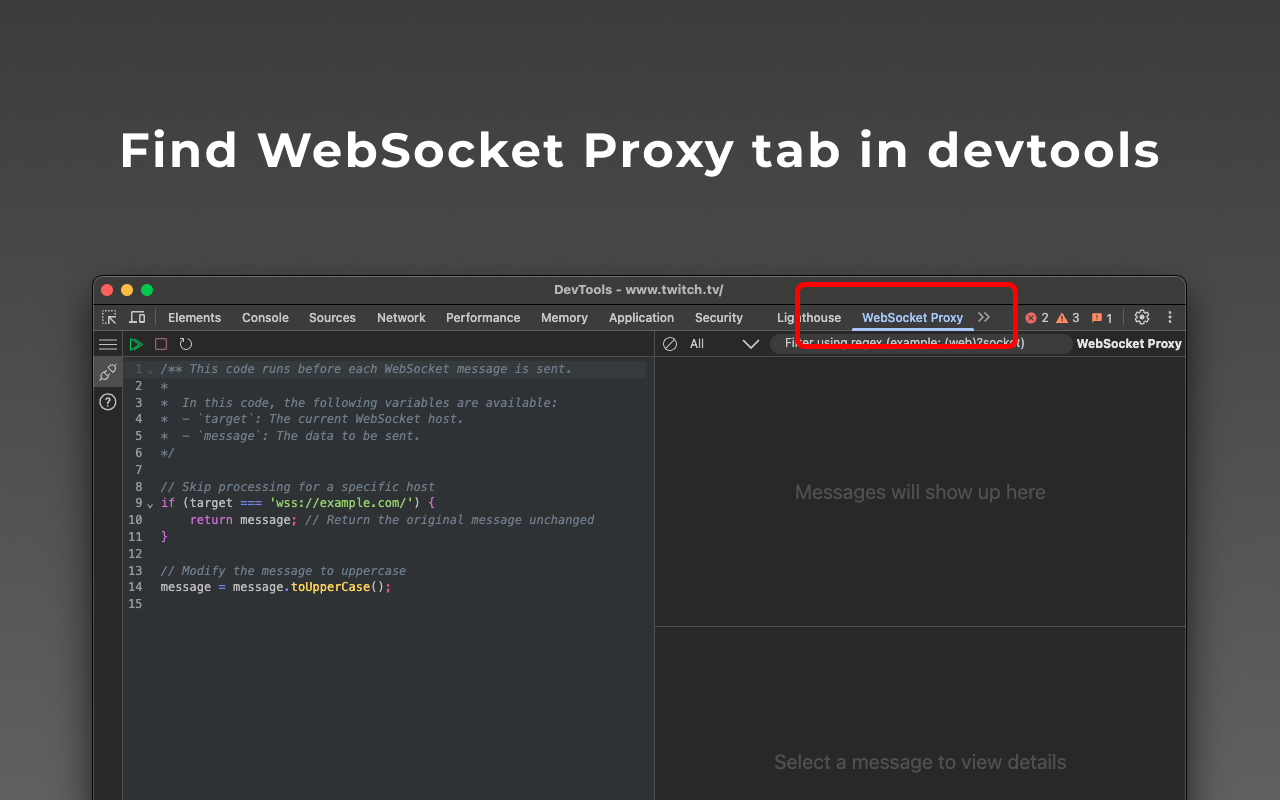Tests.ws Find websocket proxy tab in devtools