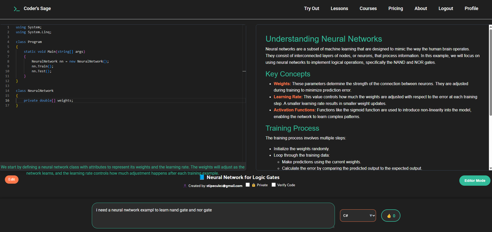 The Coders Sage Create New Lesson