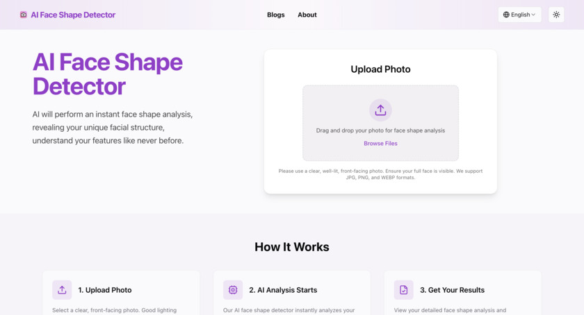 FaceShapeDetector.space Landing Page