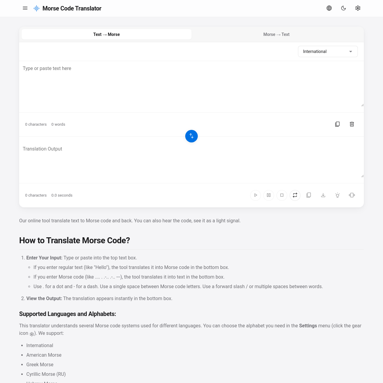 Online Morse Code Translator 