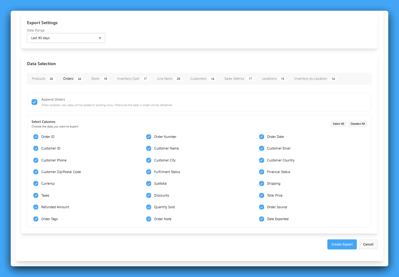 DataFlowed Shopify Export