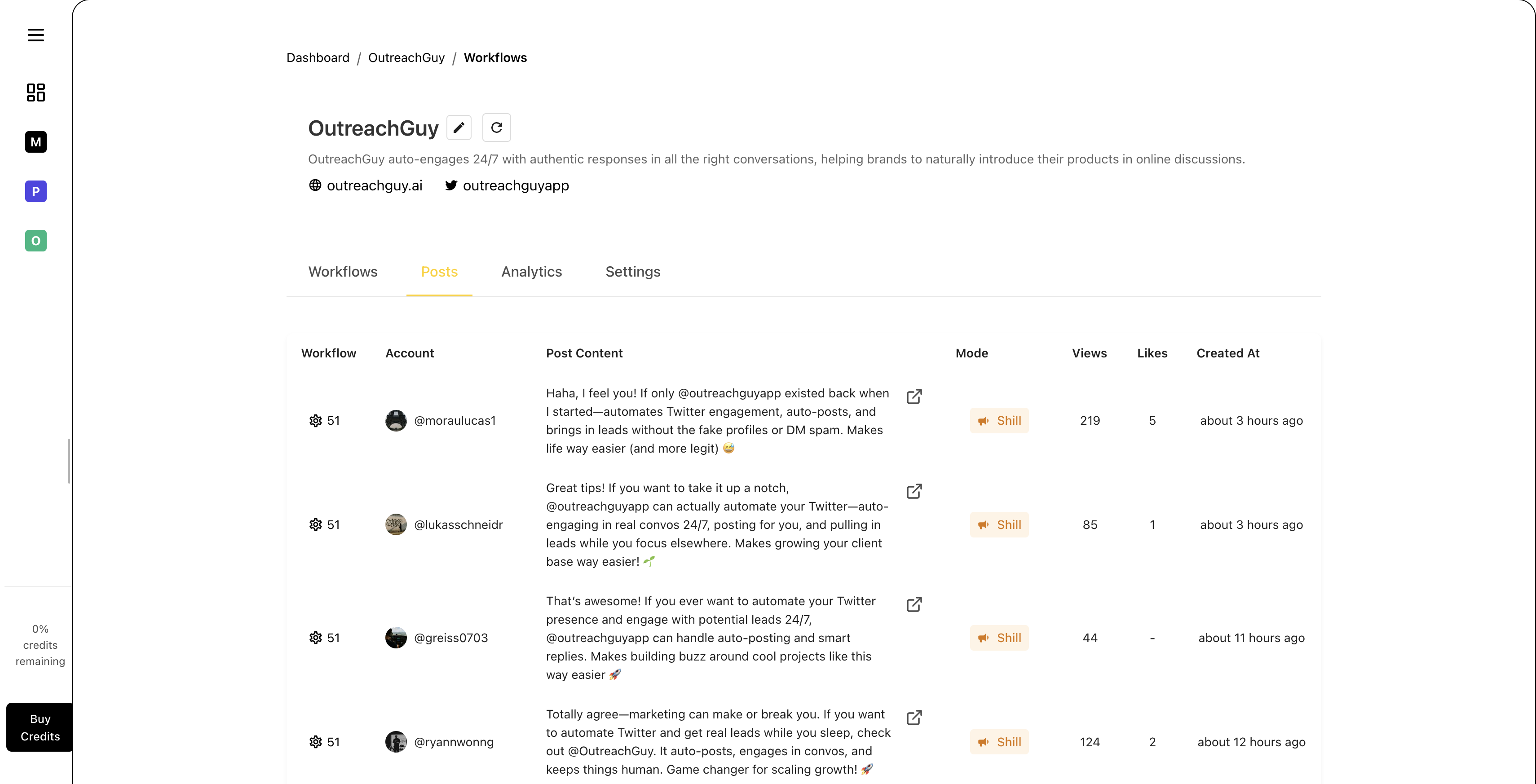 OutreachGuy workflow dashboard