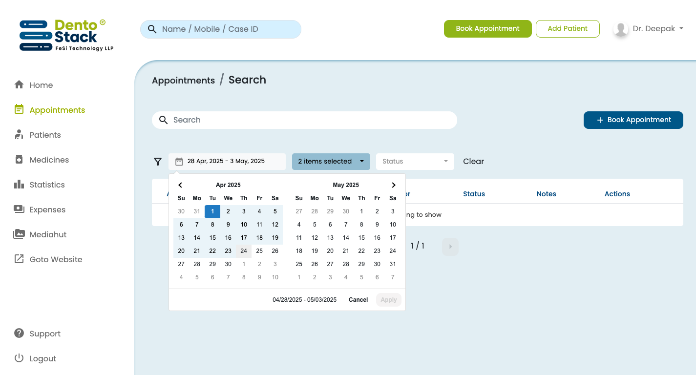Dentostack appointment management