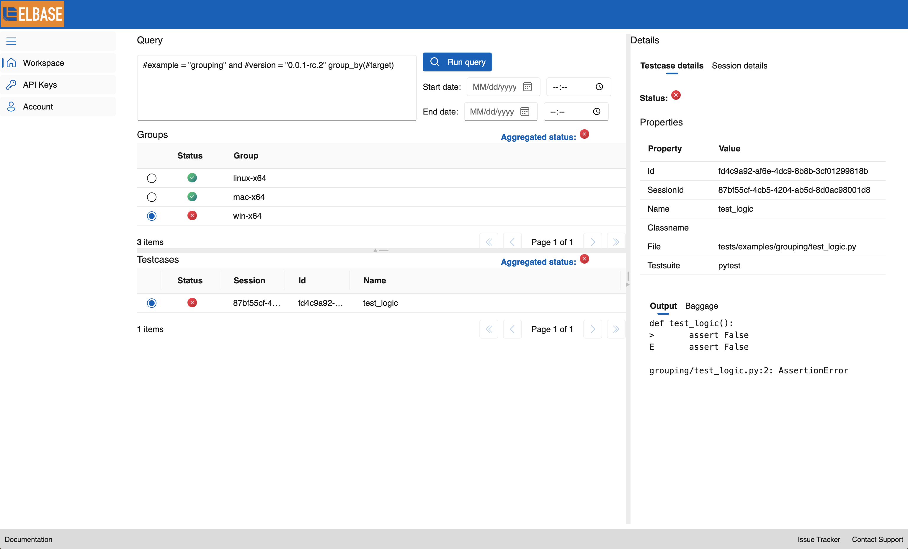 Elbase.io Test Case Groups
