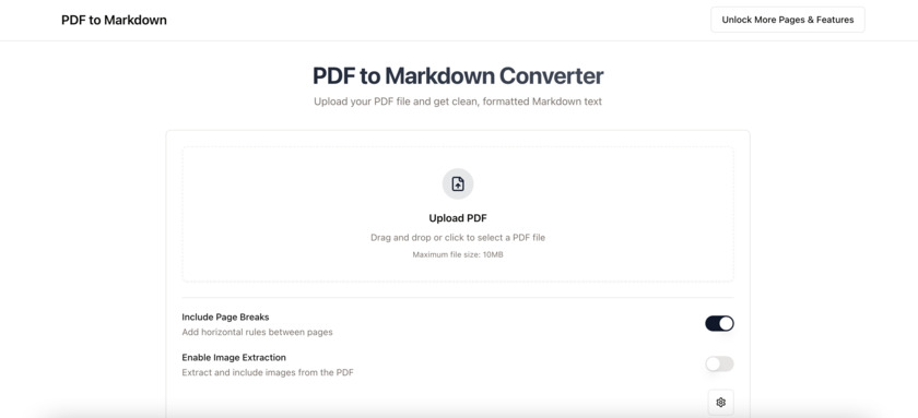 PDFtoMarkdown.ai Landing Page