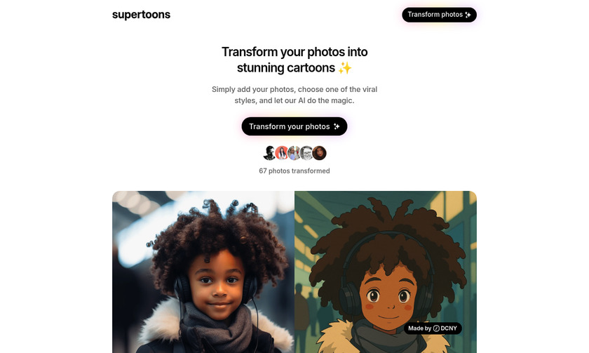 Supertoons Landing Page