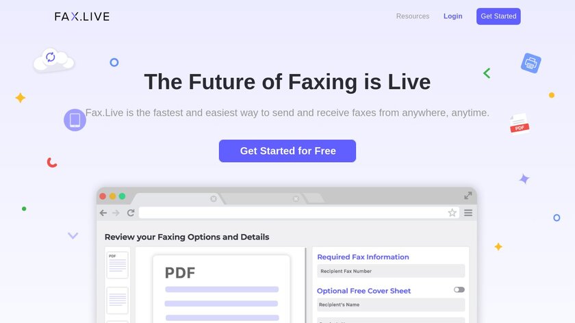 Fax.live Landing Page