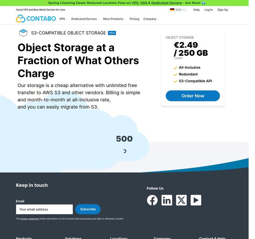 Contabo Object Storage Landing Page