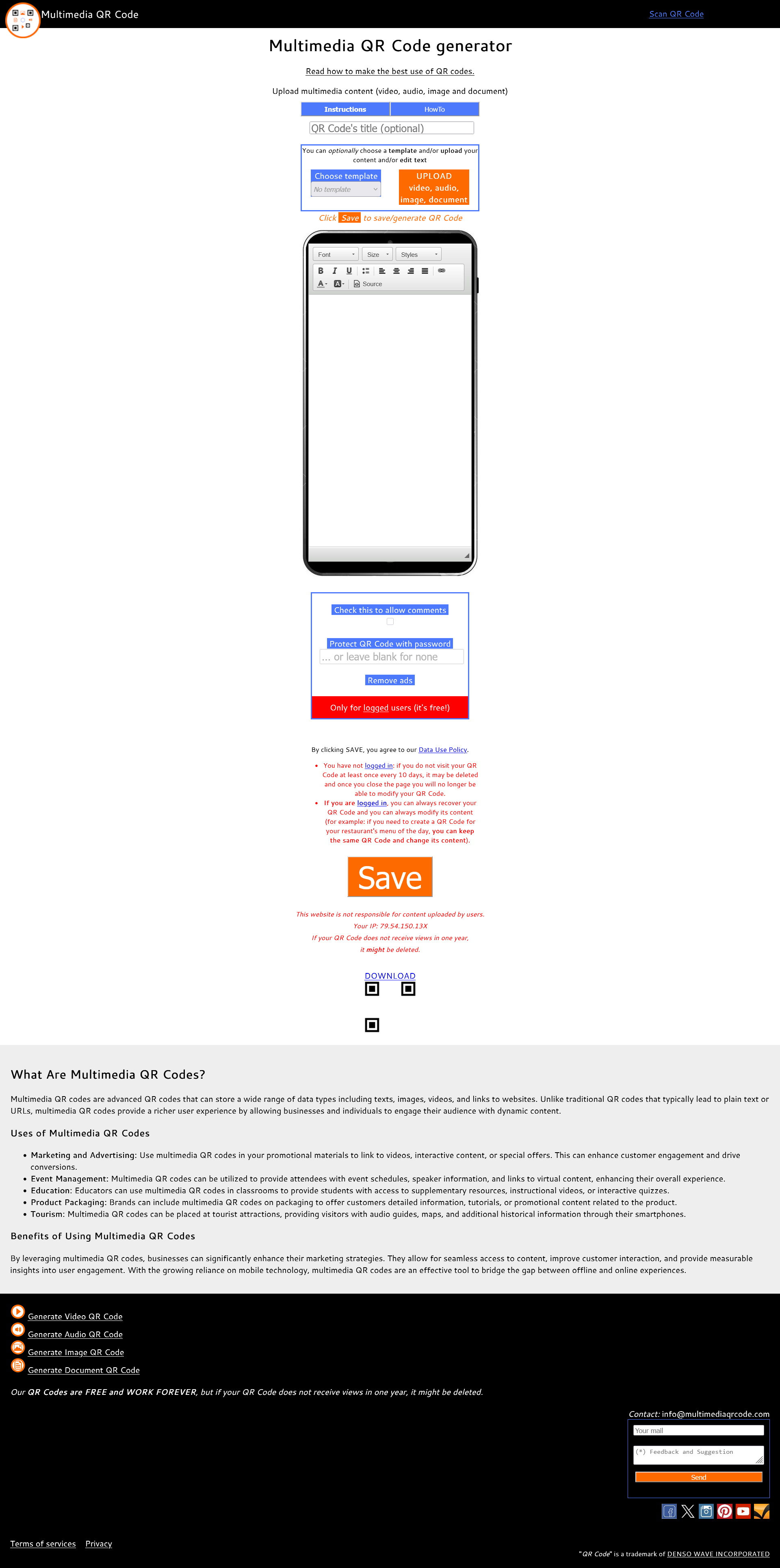 Multimedia QR Code generator 