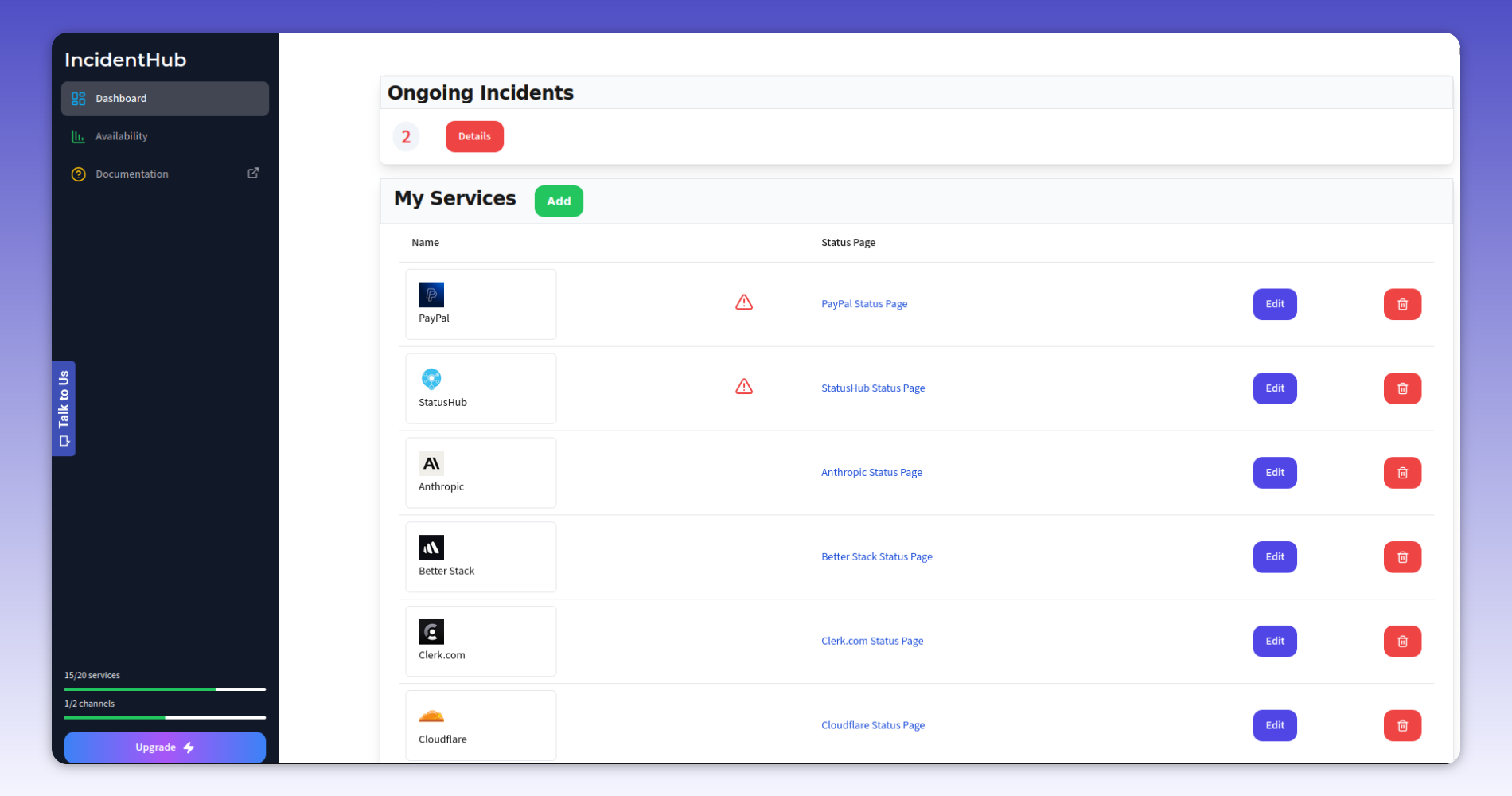 IncidentHub Dashboard