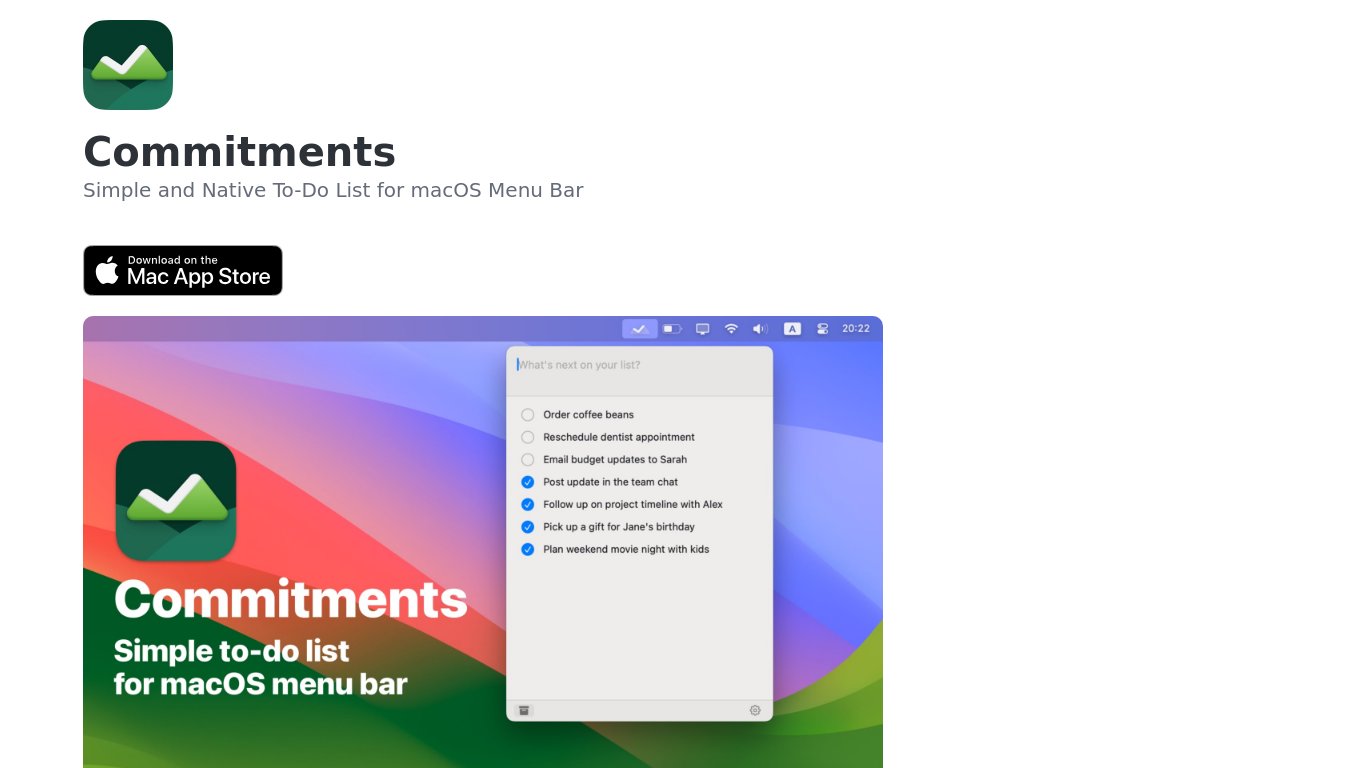 Commitments Landing page