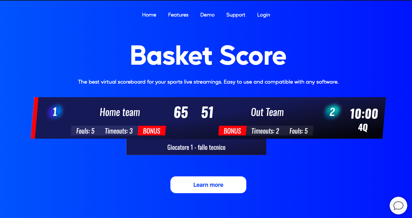 Basket Score Landing page