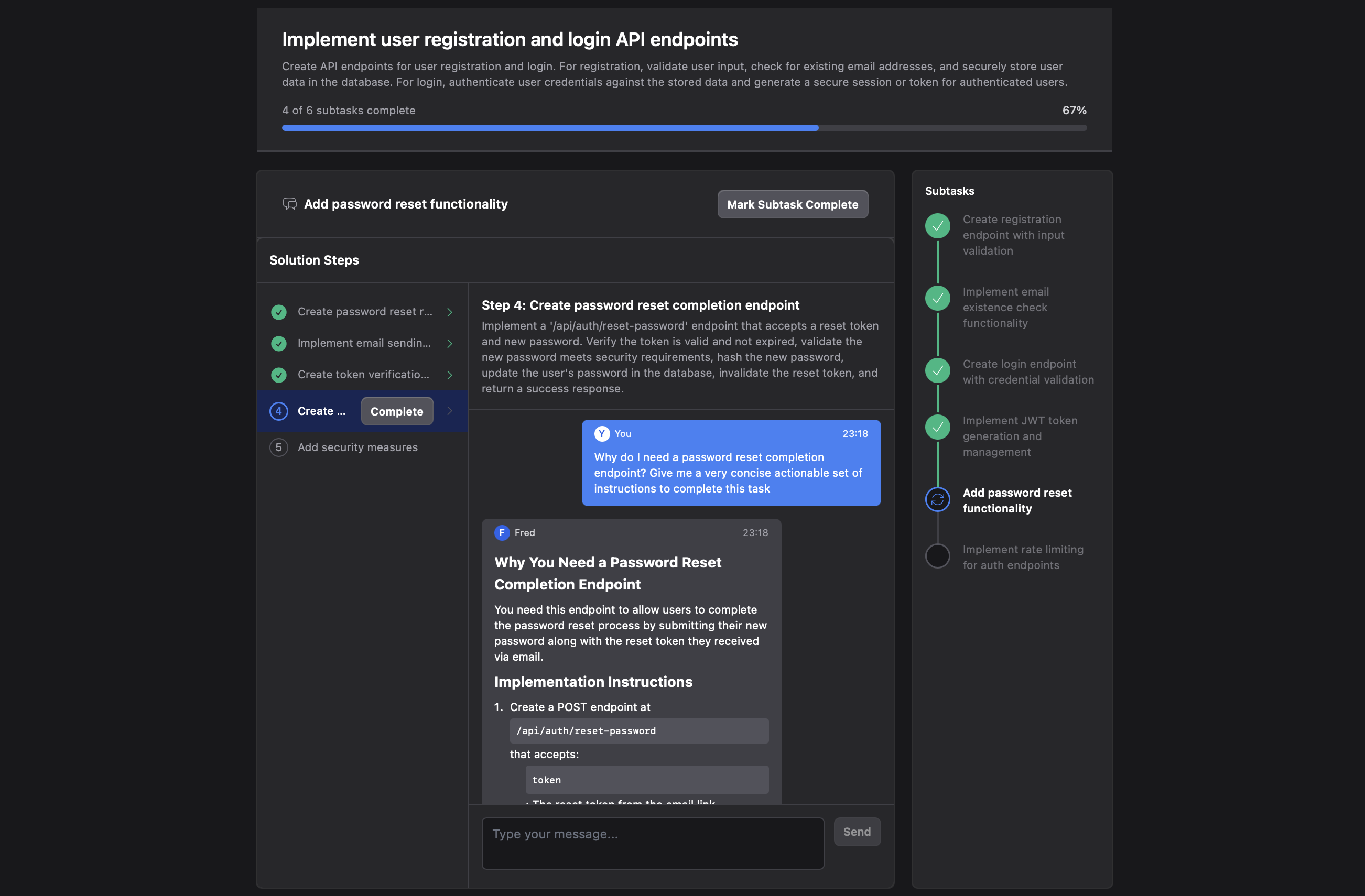 Finish UP Tailored task implementation guidance