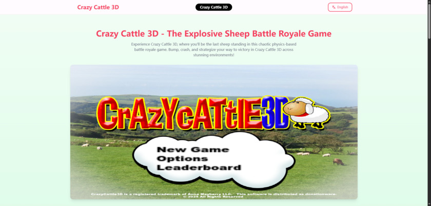 CrazyCattle3DGame.net Landing Page
