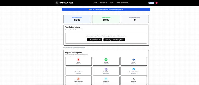 CancelMySub Landing Page