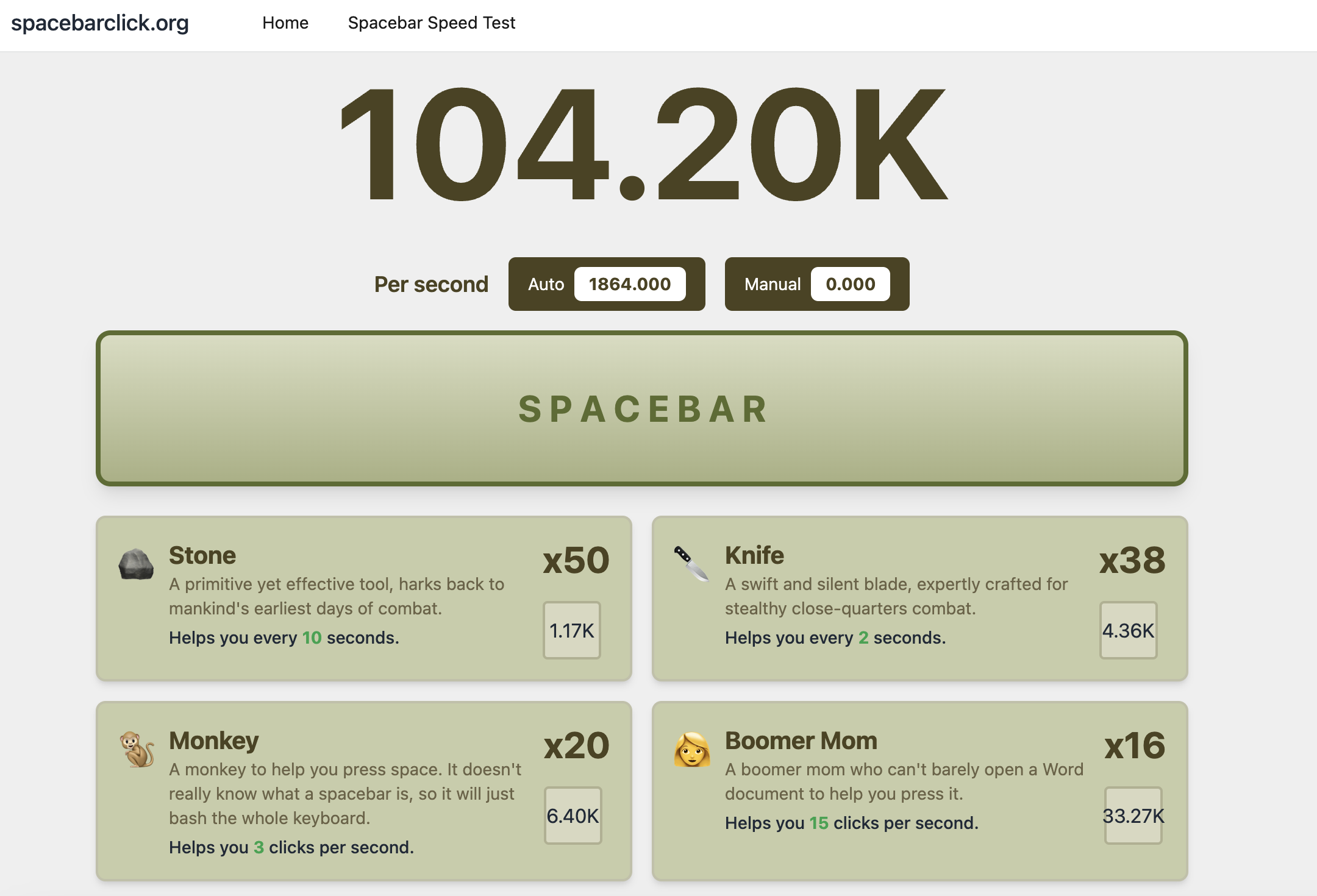 SpacebarClick.org Spacebar Clicker
