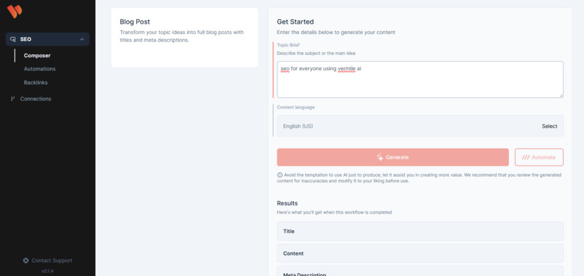 Vermile Landing Page