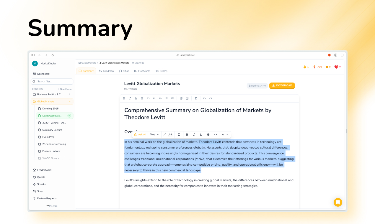 StudyPDF Summary