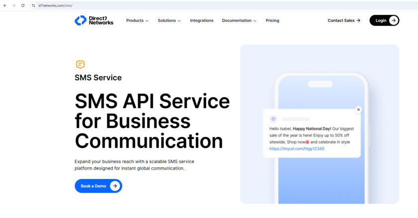D7SMS Landing Page