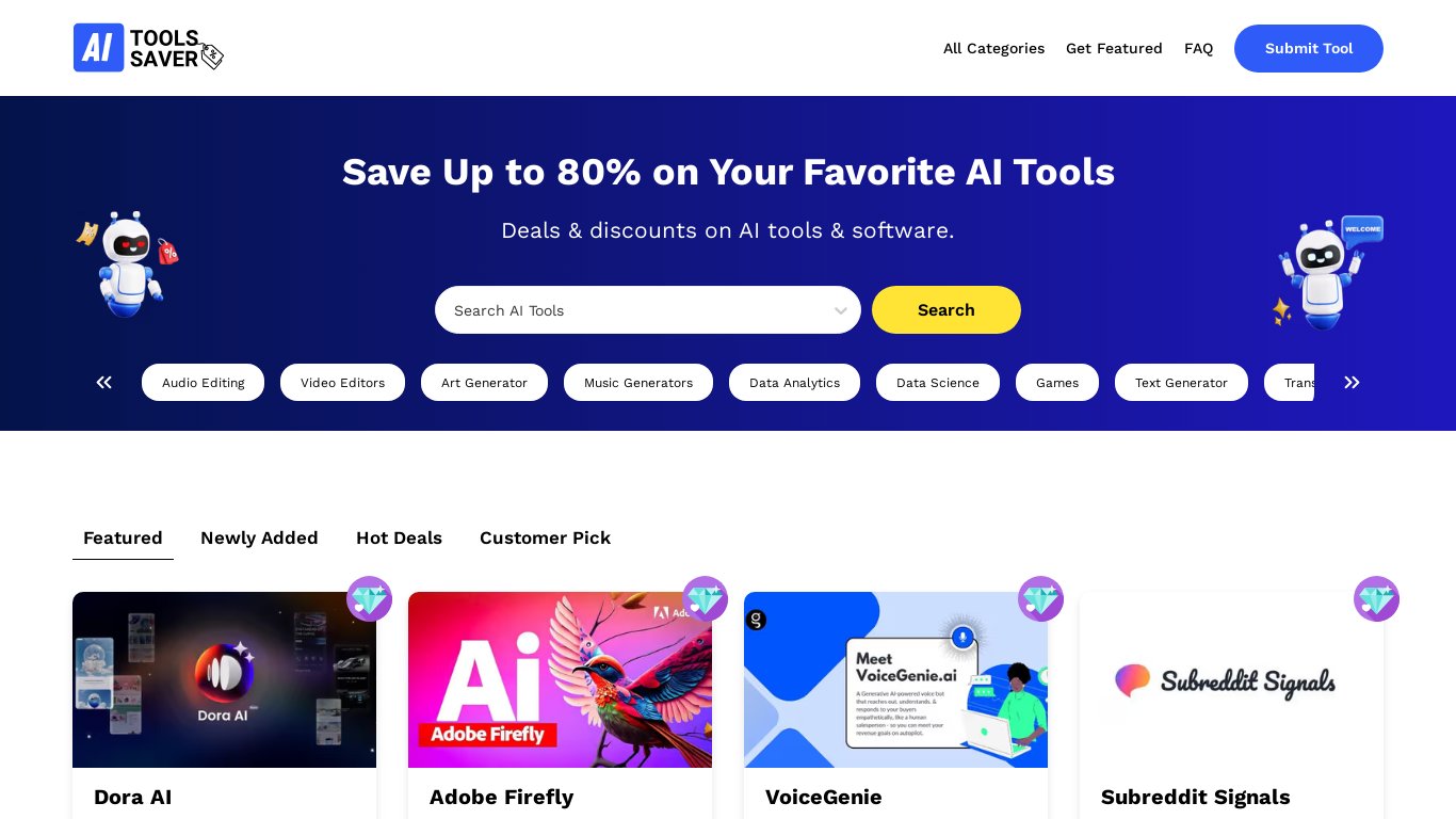 AI Tools Saver Landing page