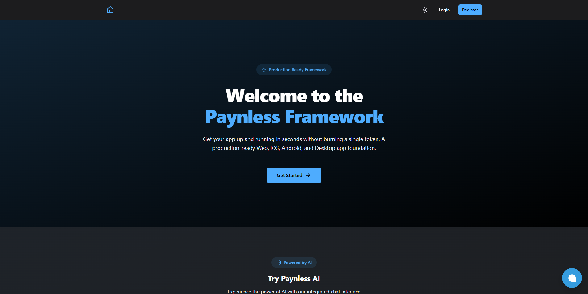 Paynless Landing page