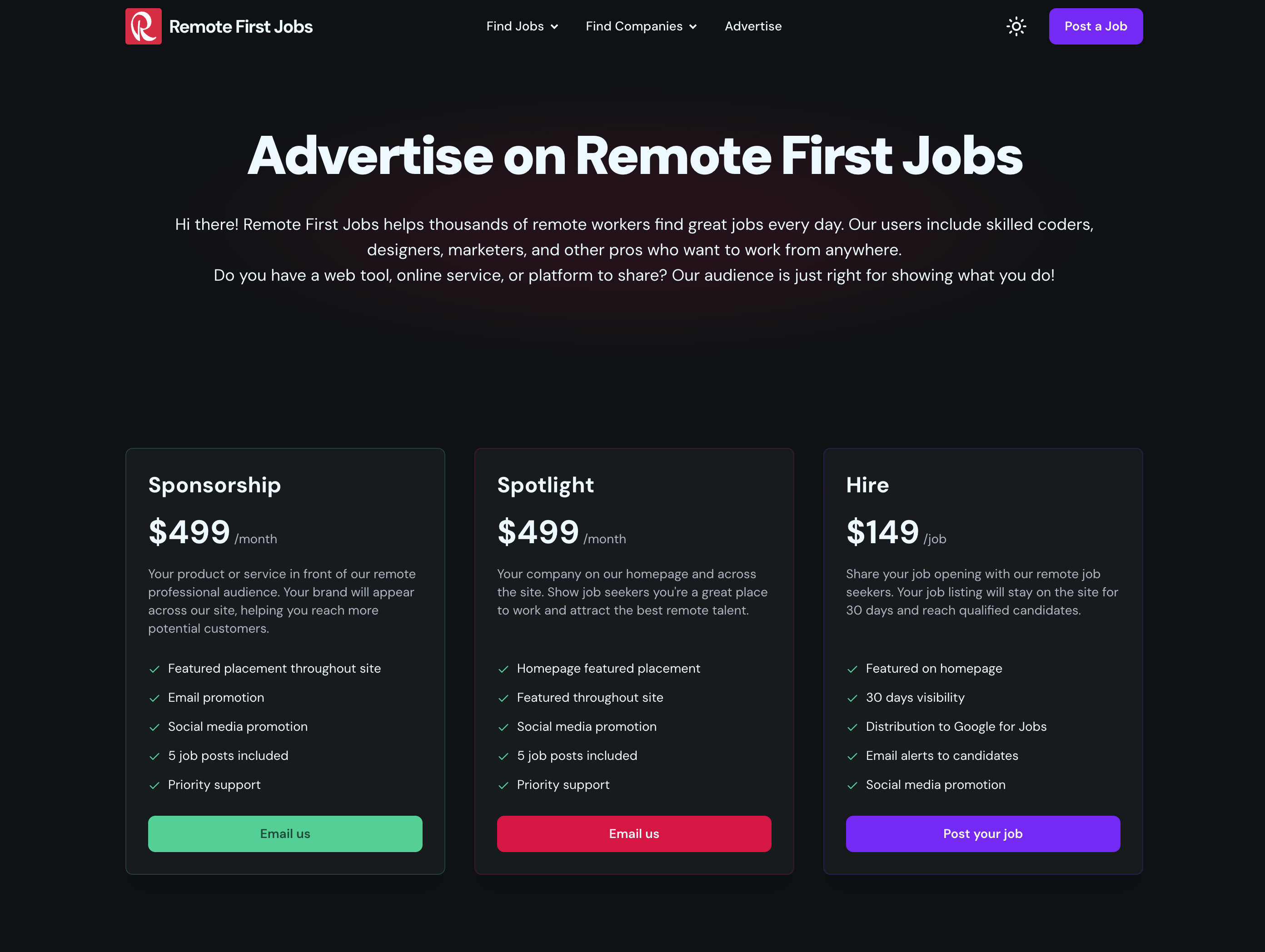 Remote First Jobs Advertise on Remote First Jobs