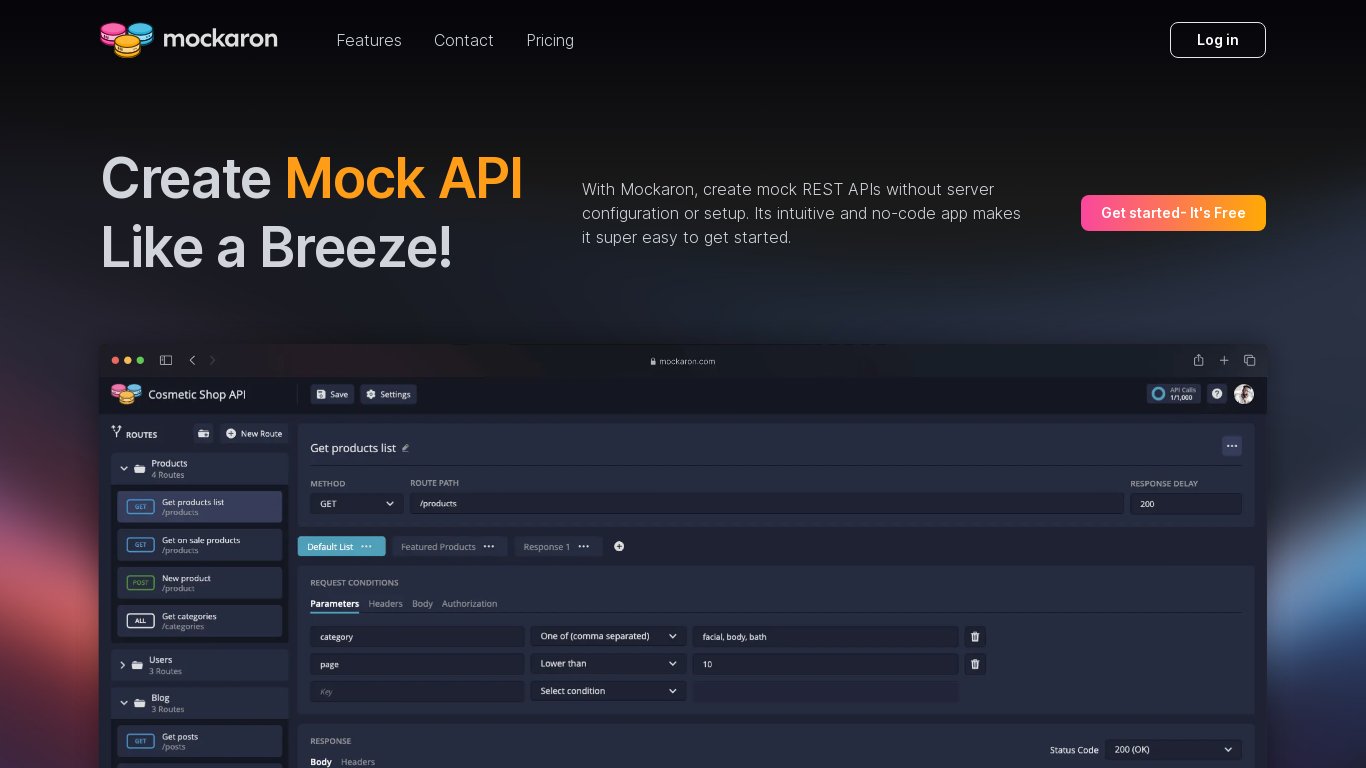 Mockaron Landing page