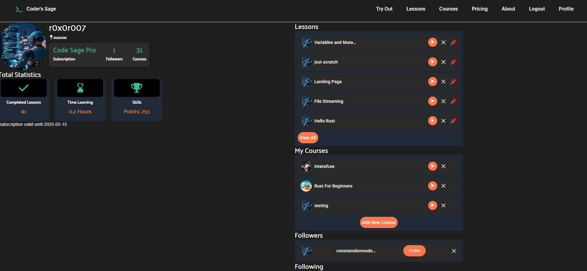 The Coders Sage Profile View
