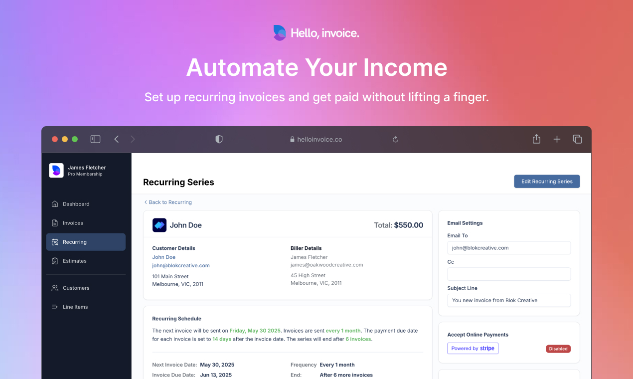 Hello Invoice Automate Your Income