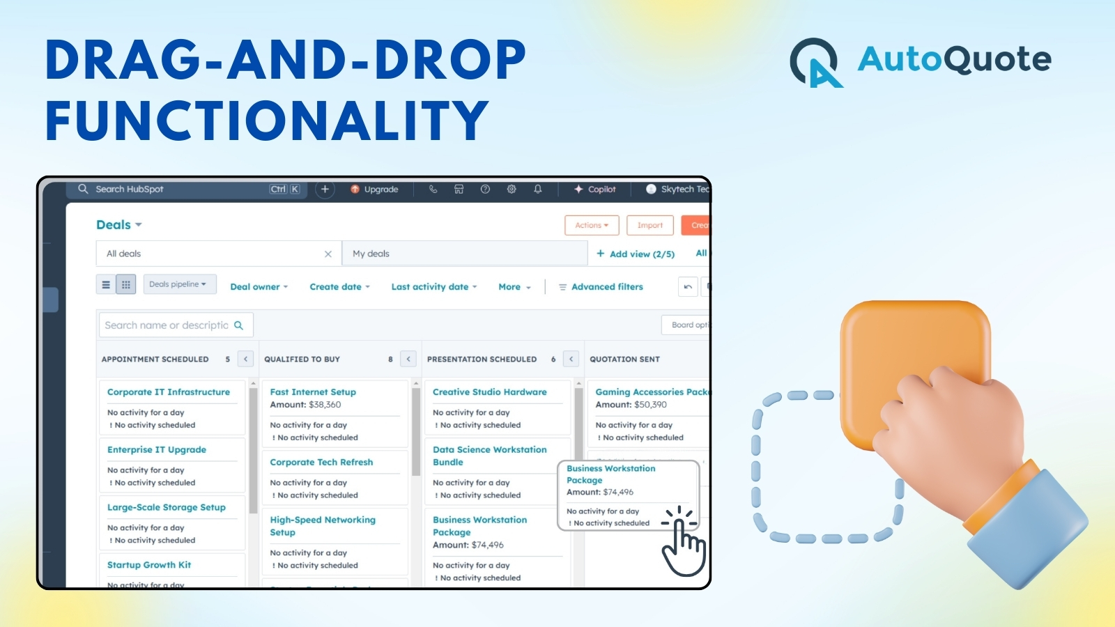 AutoQuote by Dean Infotech Drag-and-Drop Functionality