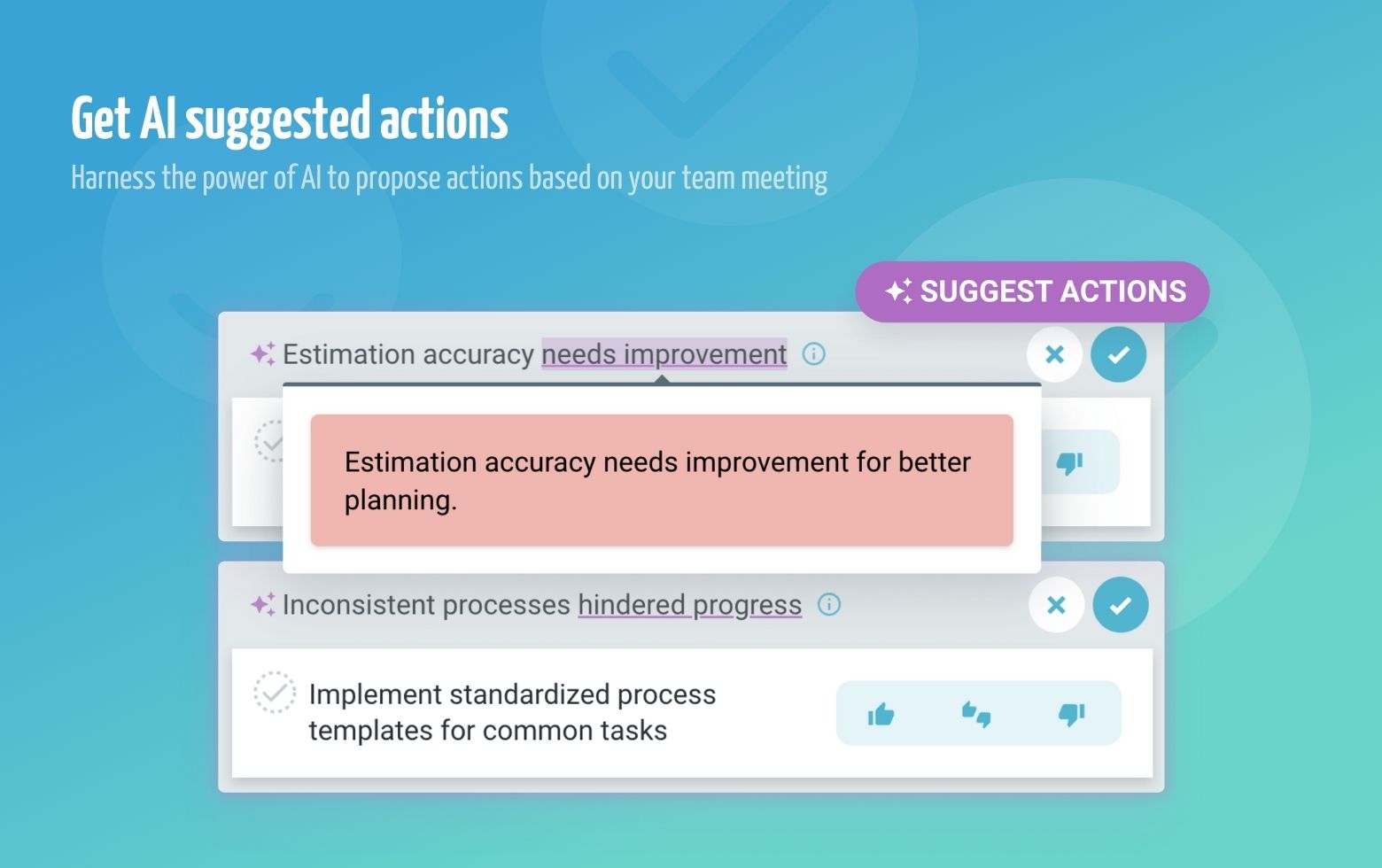 TeamRetro AI suggested actions