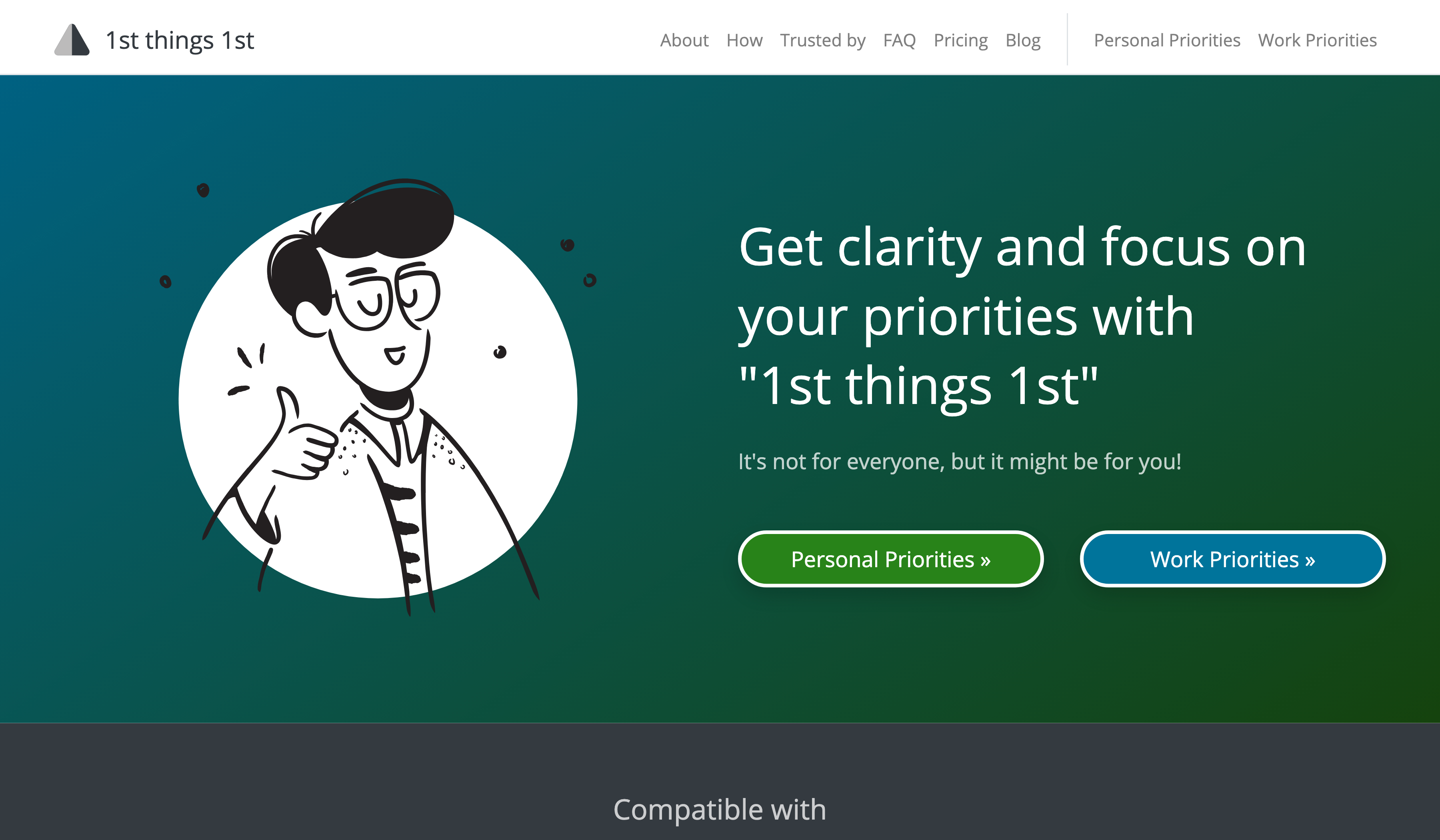 1st things 1st Landing page