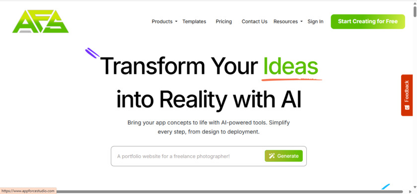 AppForceStudio Landing Page