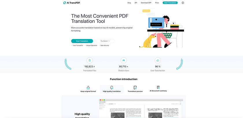 AI TransPDF Landing Page
