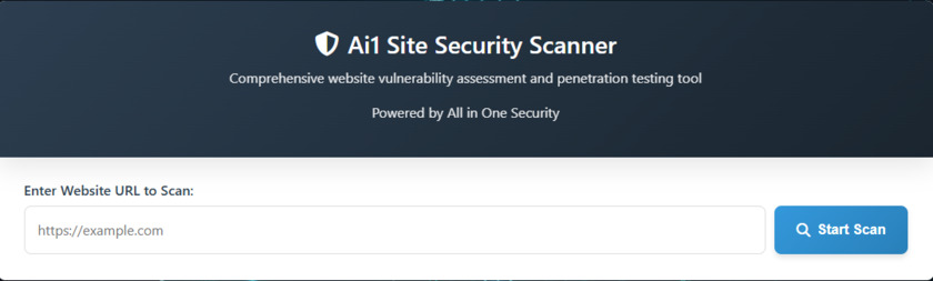 Ai1 Security Website Scanner Landing Page