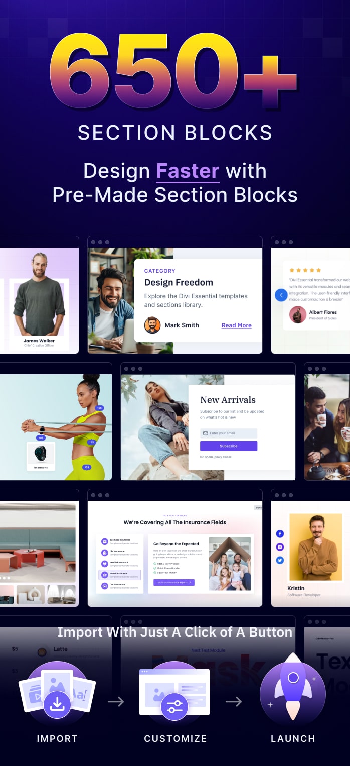 Divi Essential 650+ Pre-made Divi Layouts