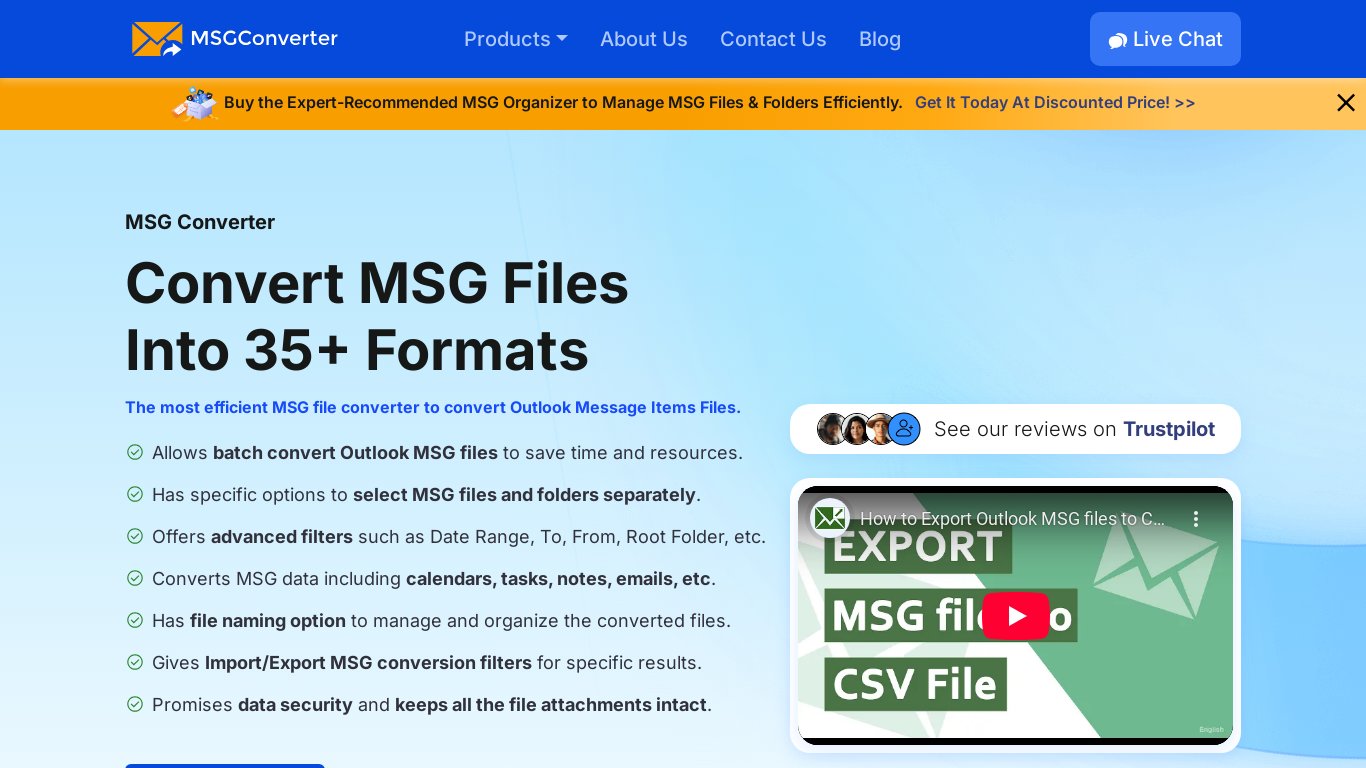 MSG Converter Landing page