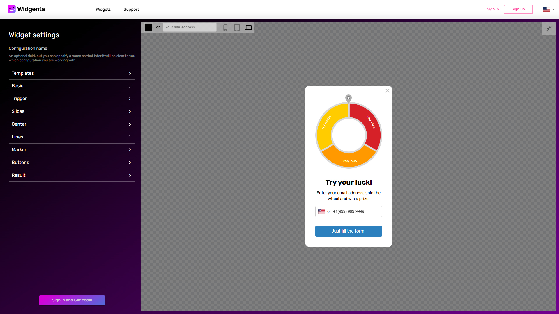 Widgenta Wheel of Luck Widget