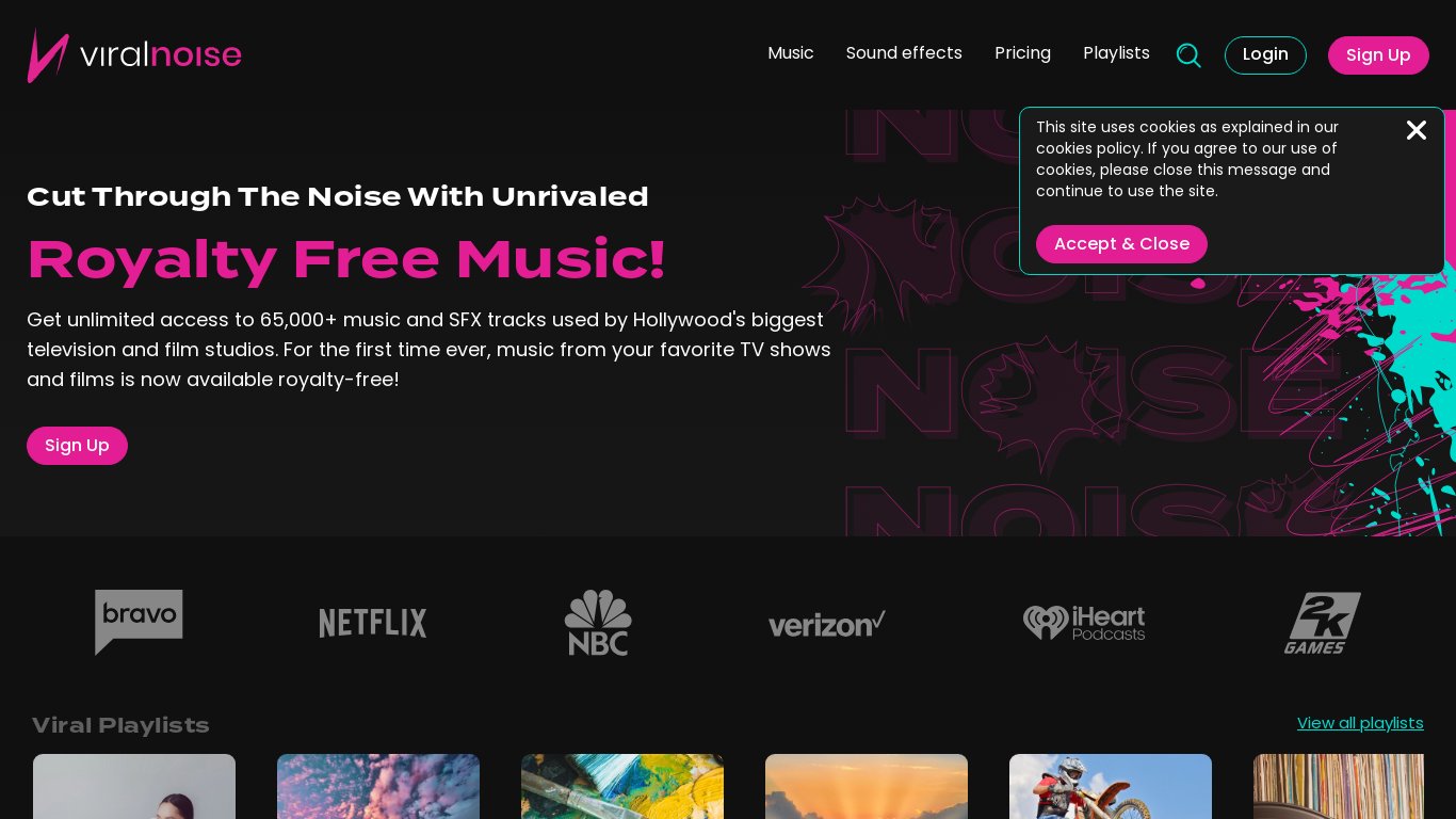 Viralnoise Landing page