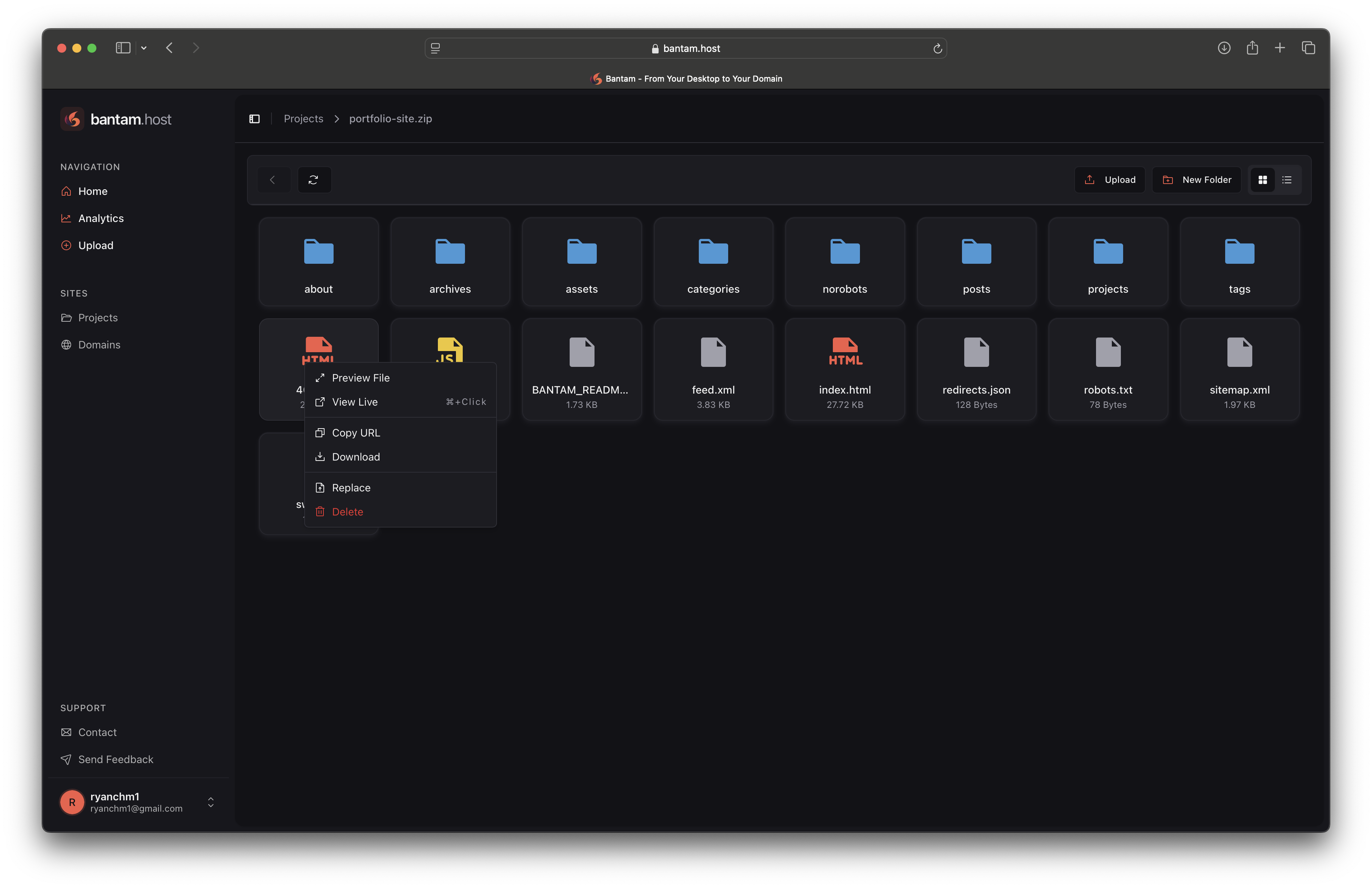 bantam.host File Browser