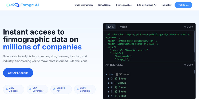 Firmographic by Forage.ai Landing Page