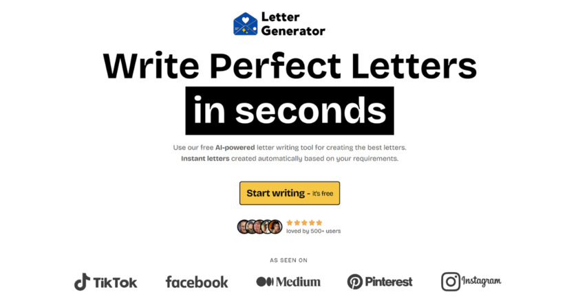LetterGenerator.co App Home