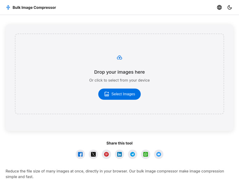 Bulk Compress Images Landing Page