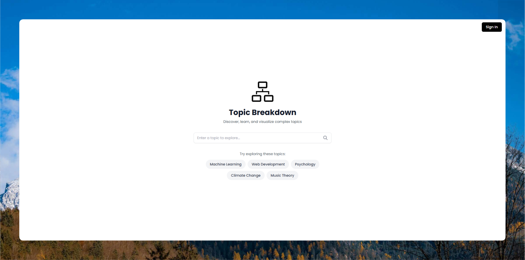 Topic Breakdown topic breakdown landing page