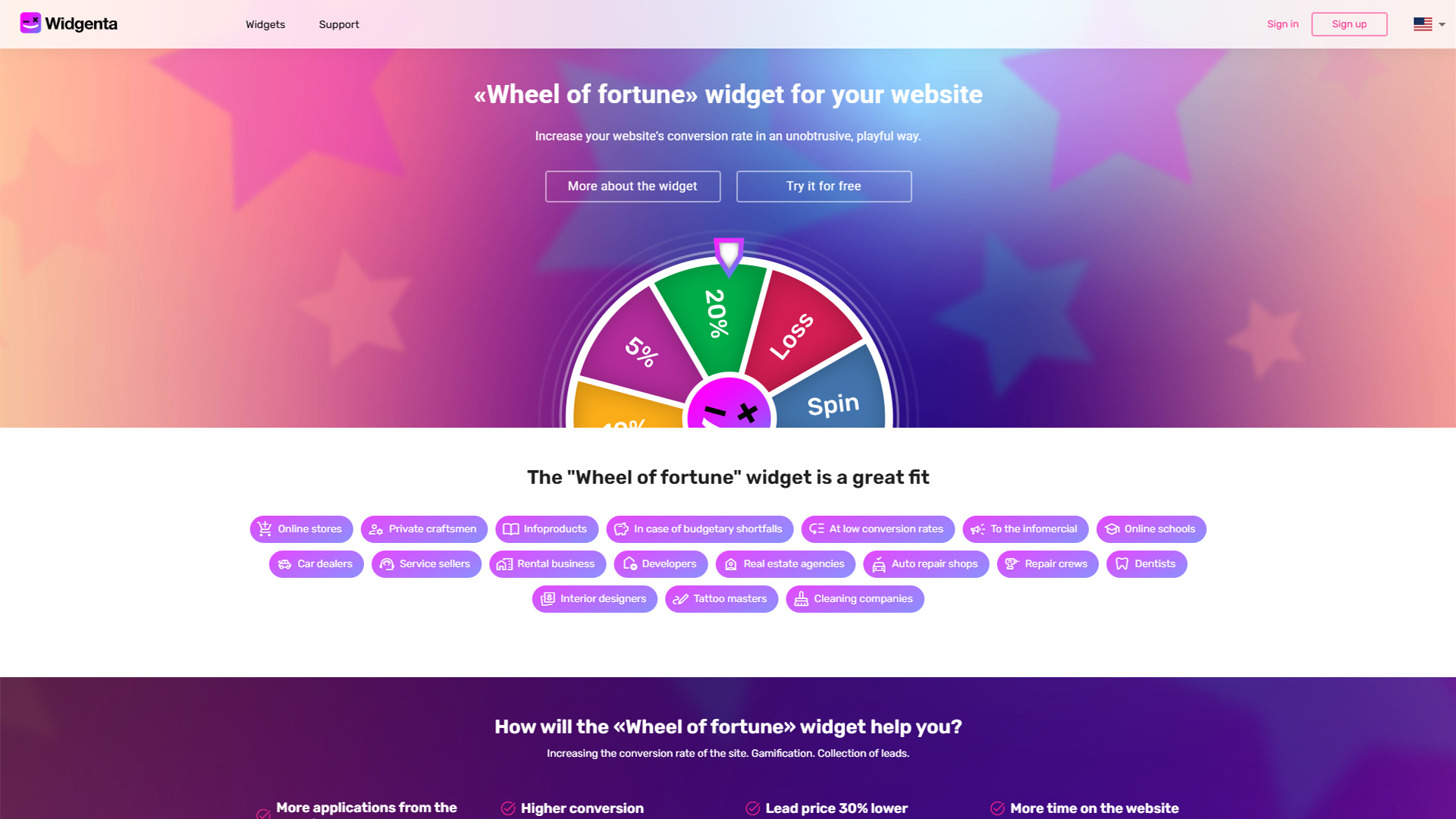 Widgenta Wheel of Fortune widget