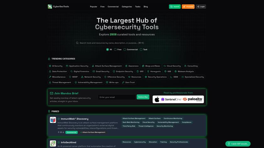 CyberSecTools Landing Page